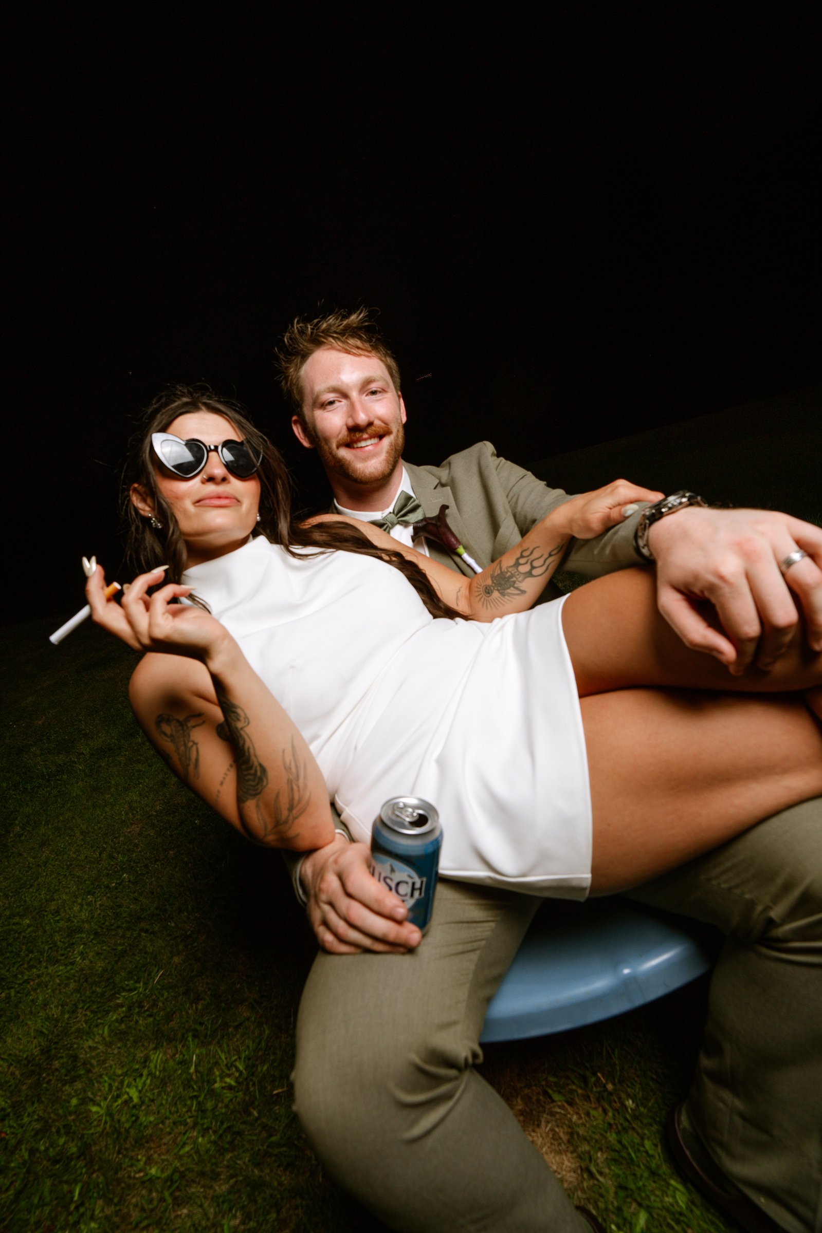 Madison and Brady’s editorial lawn-chair portraits after the reception.