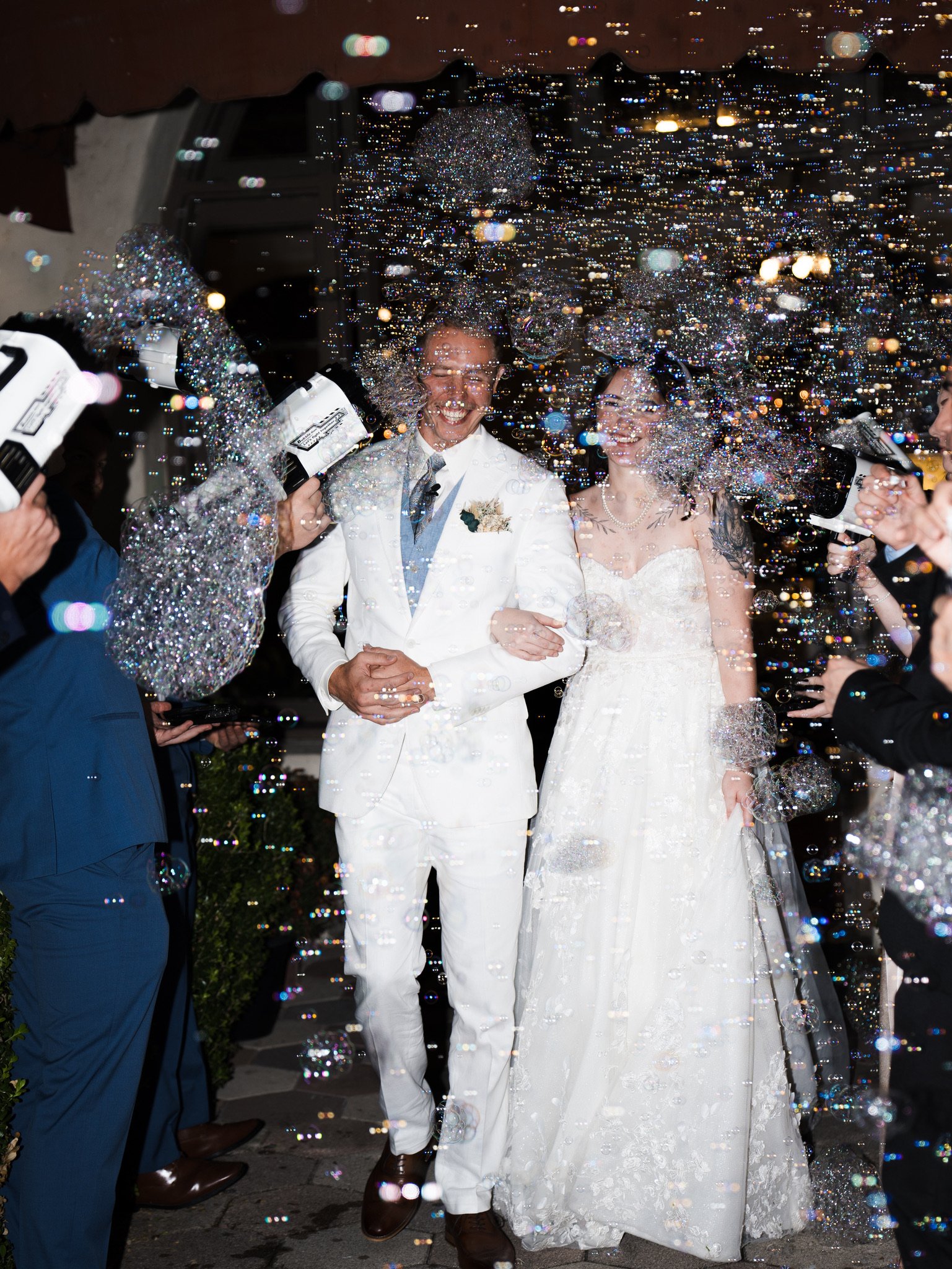 Cassidy & Jeffrey Glass: The bubble send-off.