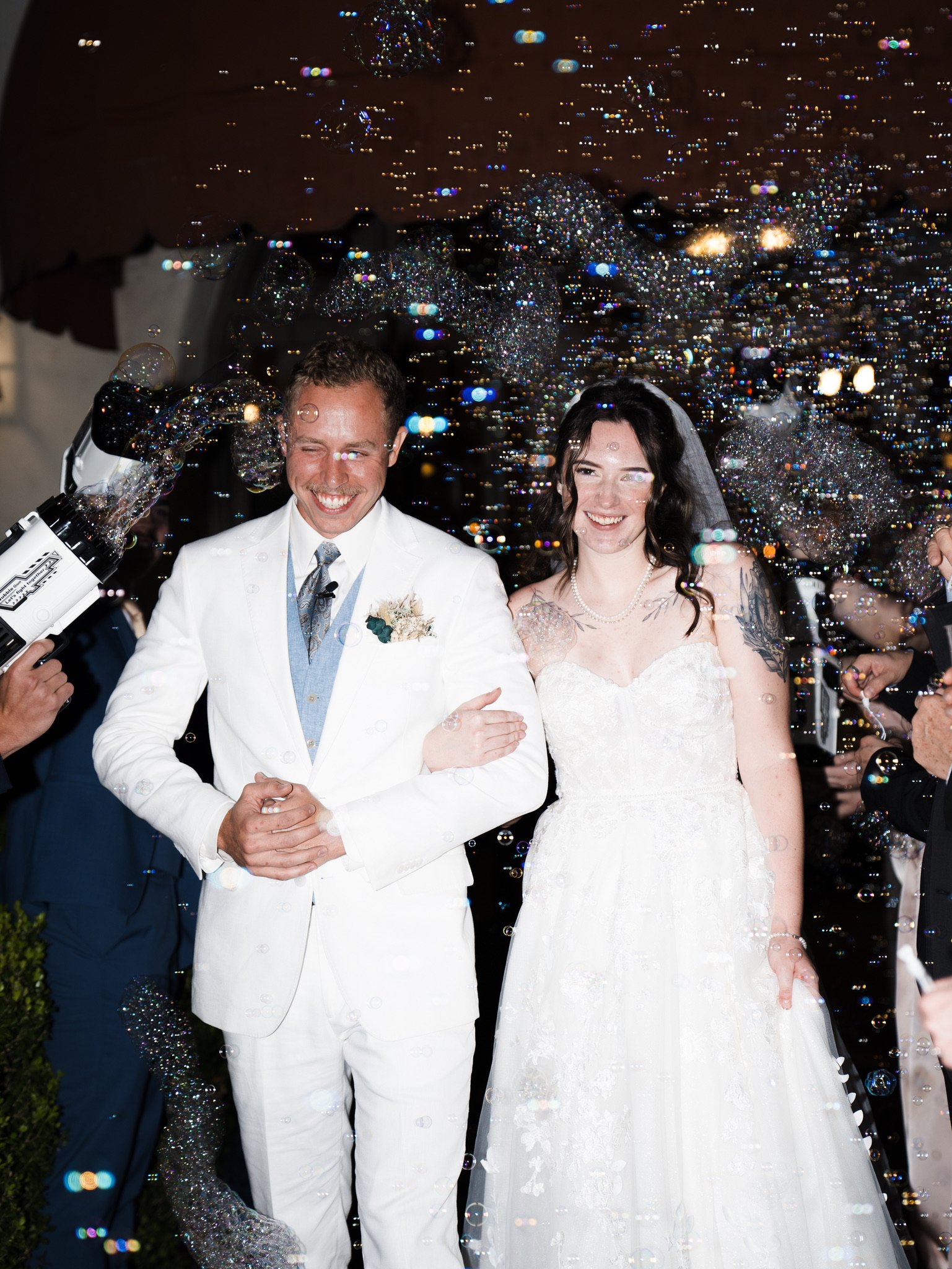 Cassidy & Jeffrey Glass: The bubble send-off.