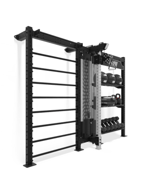 Performance Wall Station 4 – Trainingsstation mit Kabelzug, Sprossenwand und Aufbewahrung