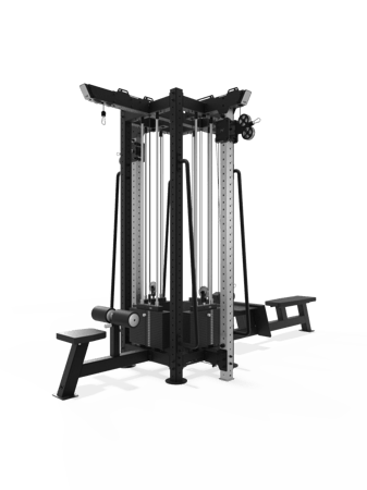 HOLD STRONG Fitness - Performance Tower 2 – Kabelzugturm mit zwei höhenverstellbaren Stationen, Ruderstation & Latzugstation