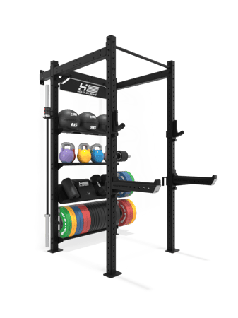 HOLD STRONG Elite - Storage Rack - Half Rack mit Regalsystem und Wandbefestigung - Darstellung mit Equipment