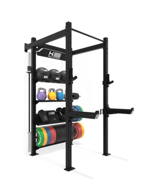 HOLD STRONG Elite - Storage Rack - Half Rack mit Regalsystem und Wandbefestigung - Darstellung mit Equipment