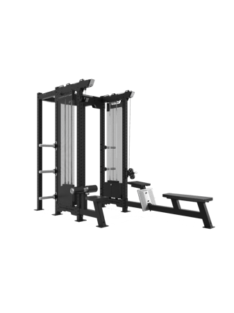 HOLD STRONG Elite - Performance Rack 01 - mit Latzug- und Ruderstation - mit Lochblech Cover - Vorderseite