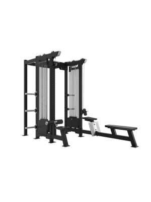 HOLD STRONG Elite - Performance Rack 01 - mit Latzug- und Ruderstation - mit Lochblech Cover - Vorderseite