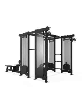 Athletic Performance Rack IV - 4-fach Kabelzug Tower mit Latzugsitz und Ruderbank (inkl. Abdeckungen) - Rückseite