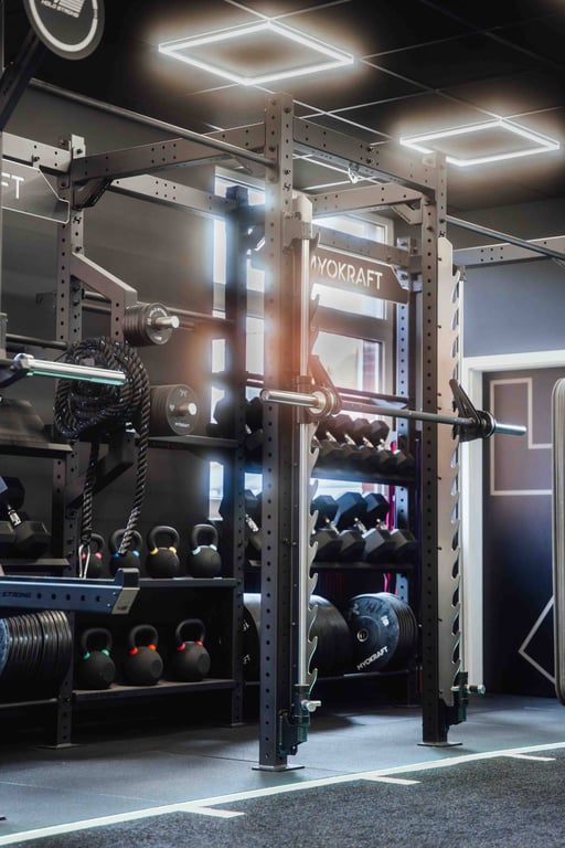 Storage integriert im Rack System mit Smith Machine