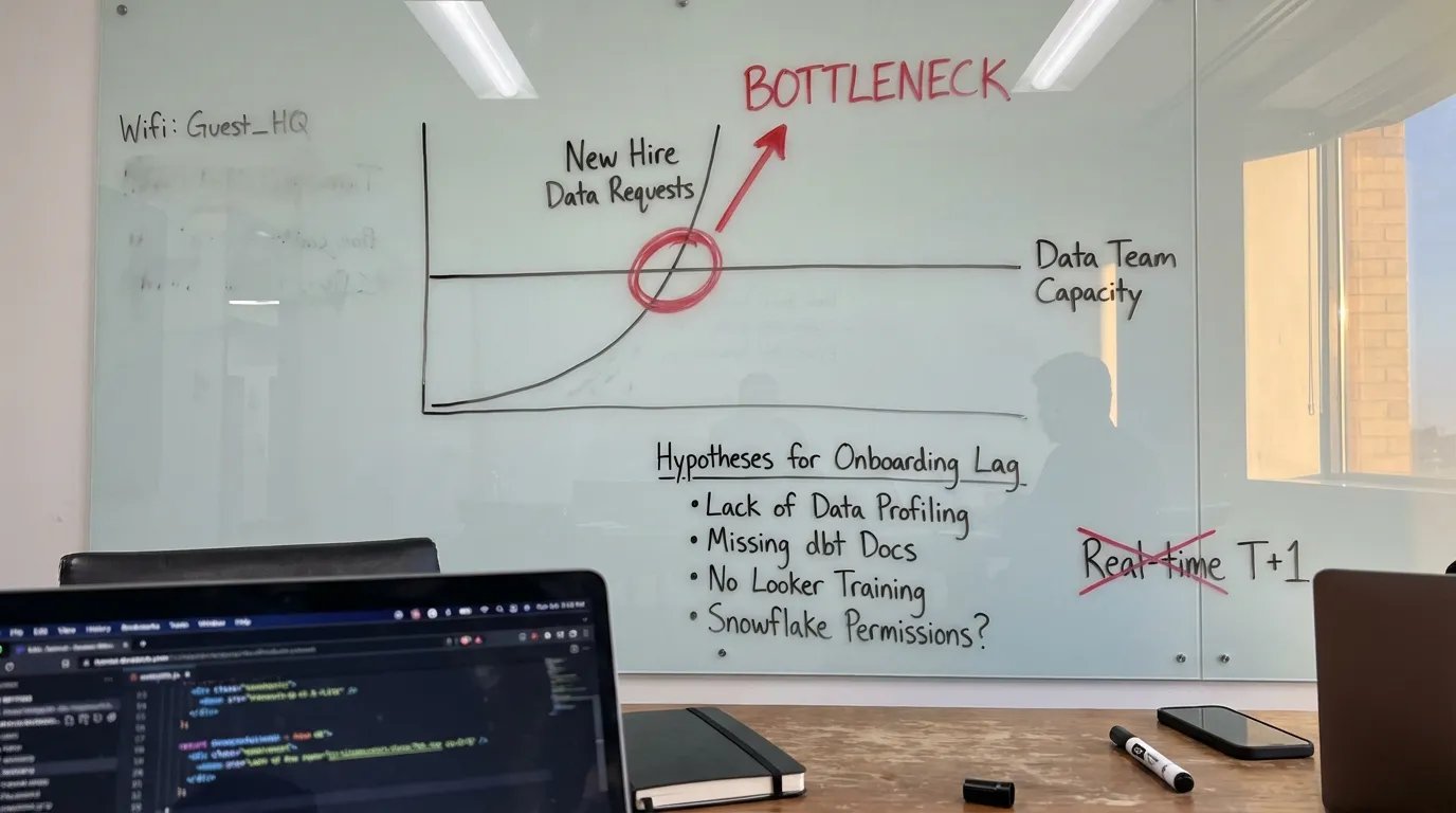 Data onboarding infographic: BI tool challenges & productivity impact.