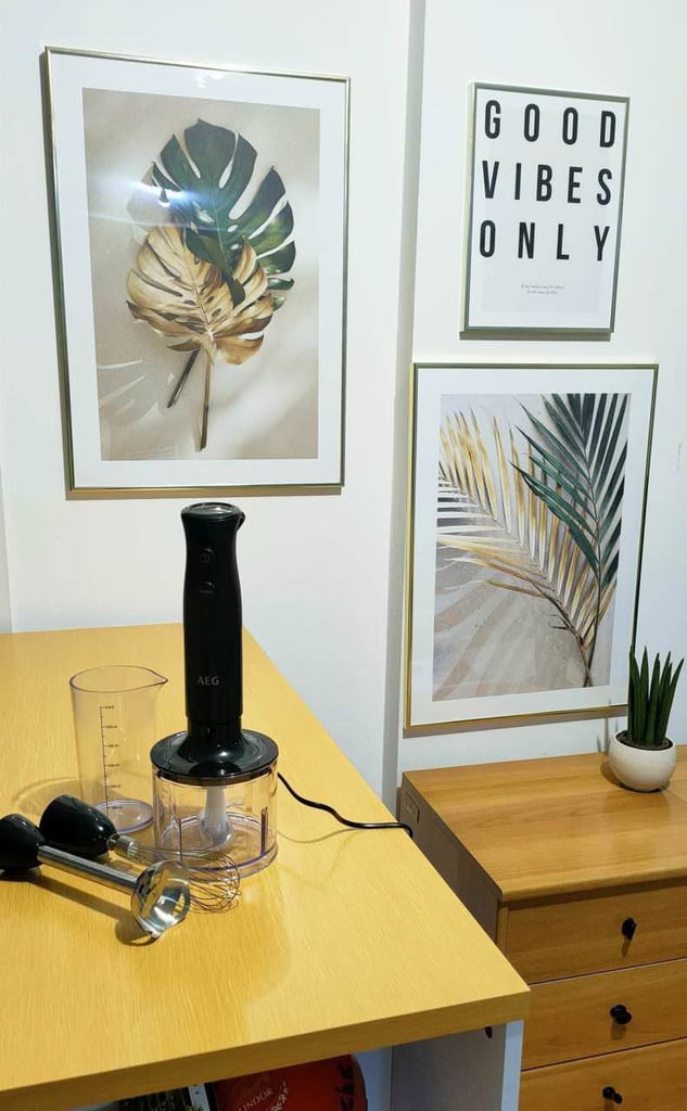 3 Poster foglie tropicali Golden Vibe in cucina