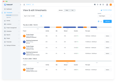 view time sheet screen