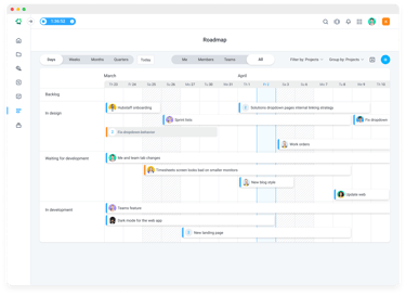 Roadmap tool in Hubstaff Tasks