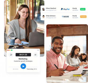 Hubstaff time tracking charts showing weekly and daily activity trends