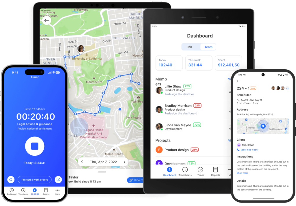 Hubstaff multi-device dashboard view