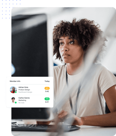 A remote team member uses employee monitoring software