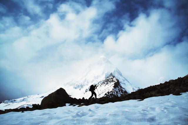 Climber approaching Shivling