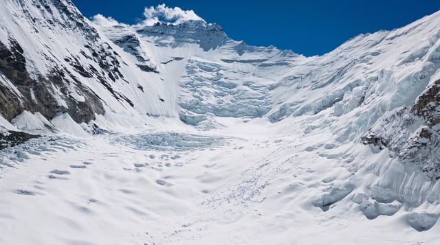Khumbu Glacier in trail of Mount Lhotse