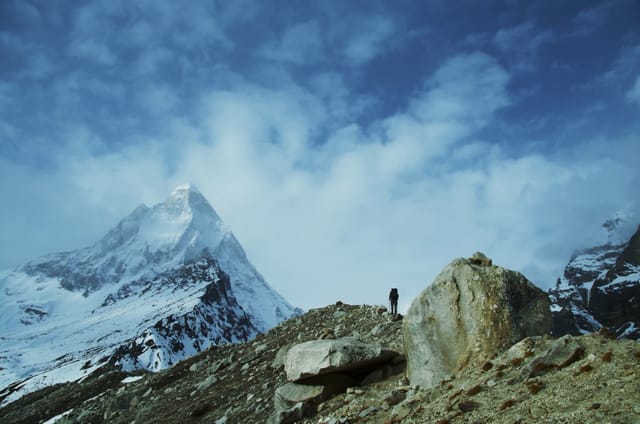 Shivling peak with trekker