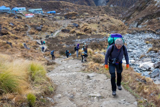 Trekker on EBC trail