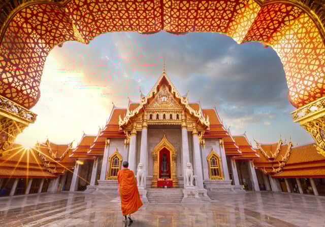 white marble temple,Bangkok city