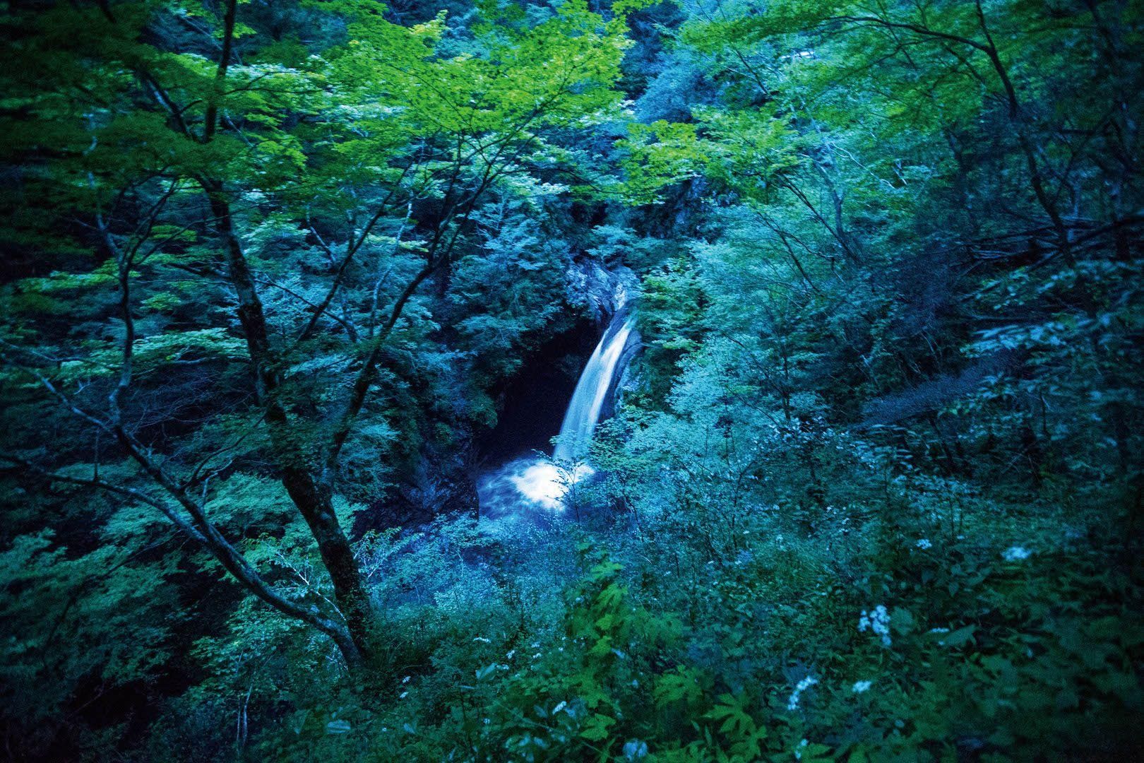 深山の滝　パステル画　奥日光 深山の滝 パステル画 奥日光