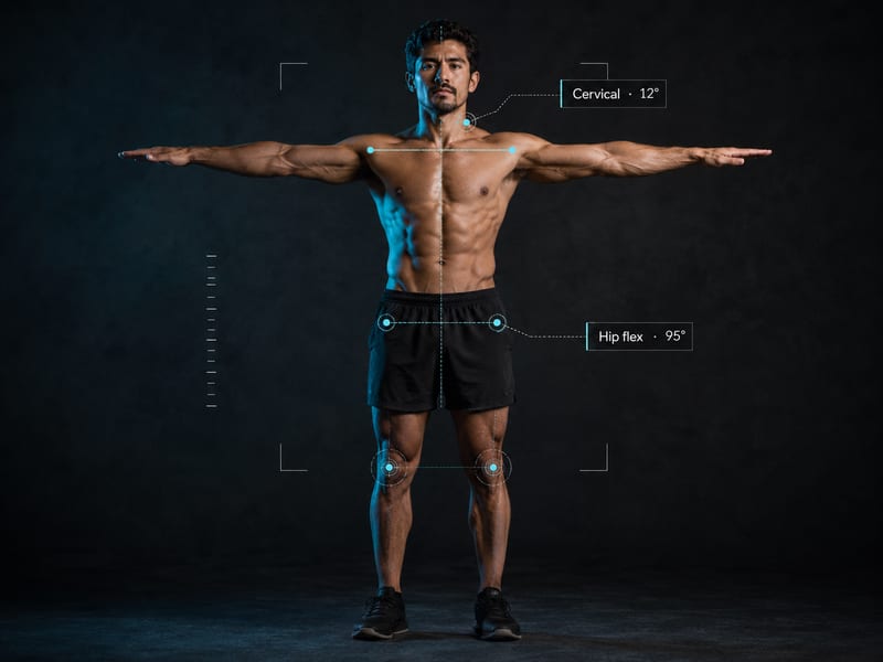 Evaluación física profesional con análisis postural
