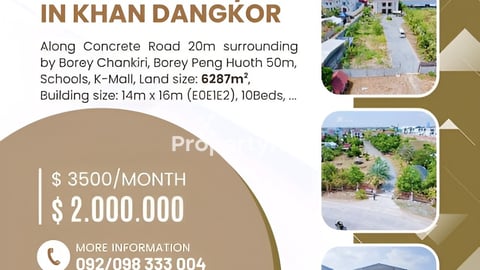 Villa + Land 6287sqm for rent near Borey Chankiri