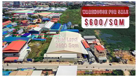 ឃ្លាំងសម្រាប់លក់ 600$/sqm ចំណូលជួល 6200$/ខែ