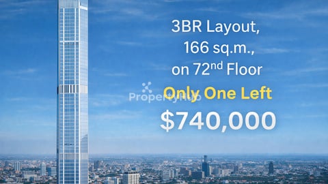 Rare High-Ceiling 3BR Unit on 72nd Floor with 166 Sq.m. for $740,000 at J-Tower 