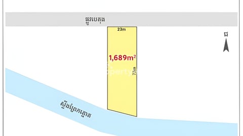 Land for Sale along concrete road, along Prek Thnaot Canal