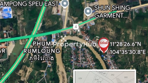 ដីលំហែរជាប់ស្ទឹងព្រែកត្នោត 40m x 60m