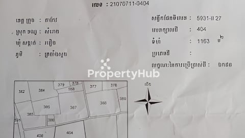 ដីលក់បន្ទាន់ តាកែវ ឃុំរវៀង (ប្លង់រឹង)