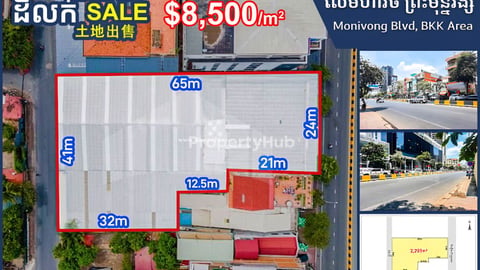Land For Sale (2 Roads) Along Monivong Blvd, BKK Area