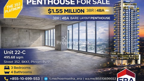 3BR 4Ba Penthouse [Bare Layout] with Private Sky Pool | 496 Sqm for $1.55M - BKK
