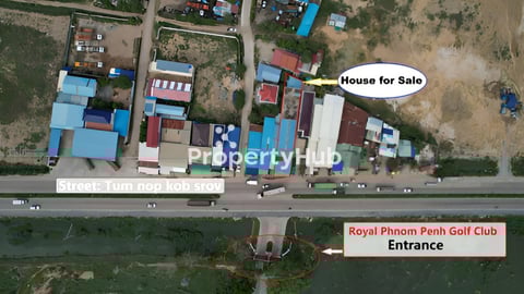 ផ្ទះនិងឃ្លាំងសម្រាប់លក់ នៅលើផ្លូវធំទំនប់កប់ស្រូវ/House and Warehouse