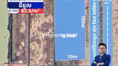 ដីជួលនៅលើមហាវិថី សម្តេច ហ៊ុន សែន 80ម៉ែត្រ