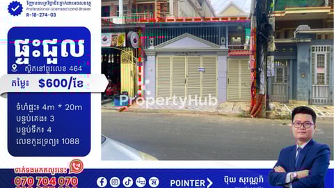 ផ្ទះជួលនៅជិតផ្សារទួលទំពូង