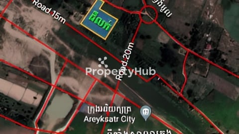 ដីទំហំ: 6257m2 ( ក្រោយសាលាក្រុងអរិយក្សត្រថ្មី)