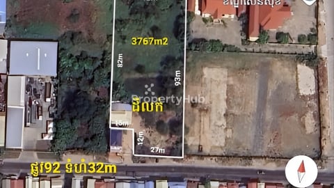 ដីសម្រាប់លក់ លើផ្លូវ92 មុខ​ Aeon2 ភ្នំពេញថ្មី​ សែនសុខ