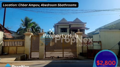 Spacious 4-Bedroom Villa for Rent in Chbar Ampov