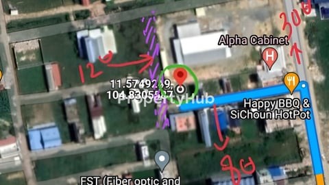 ដី ត្រាំងធ្នង់ ក្បែរផ្លូវបេតុង 30ម