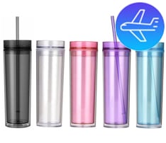 Double Wall Acrylic Tumbler with Lid and Straw, 16 oz.