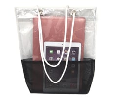 Clear PVC Transparent Tote Bag with Bottom Black Net