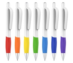 Colored Grip White Plastic Pen