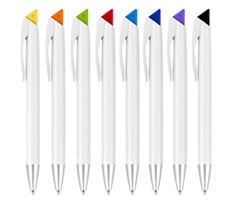 Colored Wedged Tip White Plastic Pen