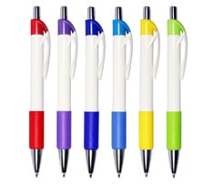 Rubber Grip White Plastic Pen