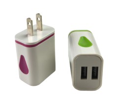 Colorful Dual Port USB Wall Plug Charger
