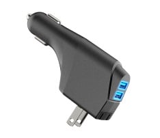 Dual Port USB Car + Wall Plug Charger with LED