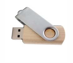 Wooden Swivel USB Flash Drive with Metal Band