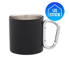 Stainless Steel Mug with Carabiner Handle, 10 oz.
