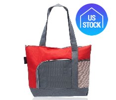 Two-Tone Zippered Polyester Tote Bag